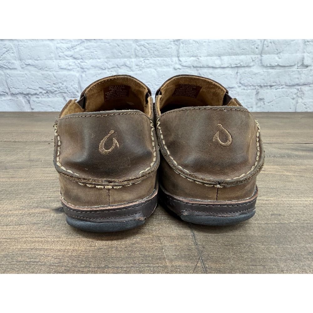 Olukai Moloa Slip On Loafers Brown Leather Comfort Casual Shoes Men's 8.5 - Picture 3 of 9